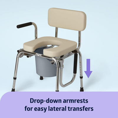 Medline Padded Steel Drop-Arm Commode with Clip-On Seat G98204