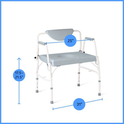 Medline Bariatric Drop Arm Commode Chair Extra Wide