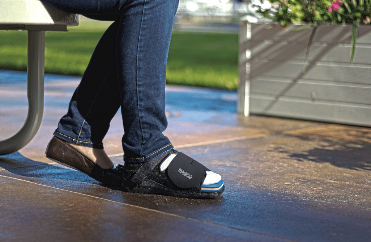 The DARCO blue round toe Original Med-Surg shoe with semi-rigid sole is the  most popular post-op shoe in the world, often imitated, never duplicated.