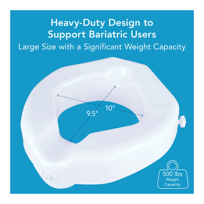 Carex Safe Lock Bariatric Raised Toilet Seat 4.25in