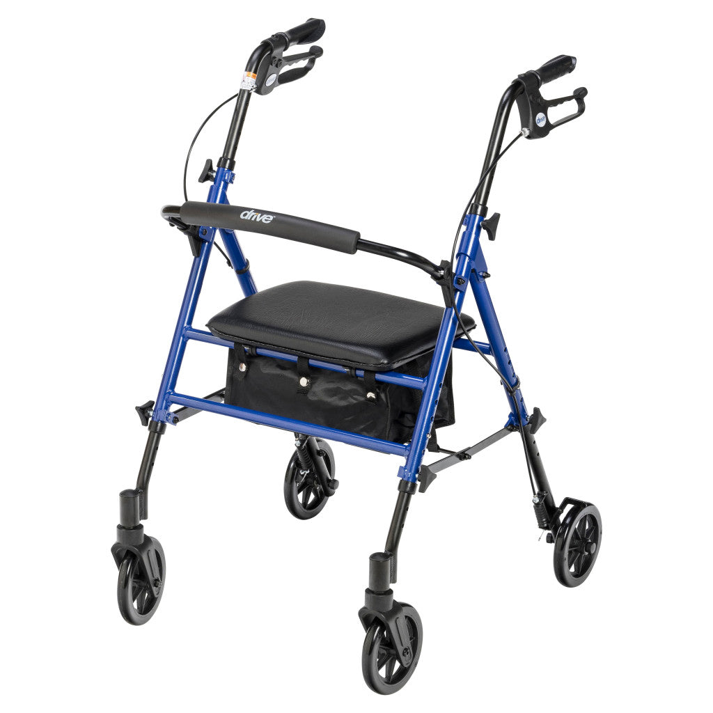 Drive Medical Adjustable Rollator w/ 6" Casters Blue