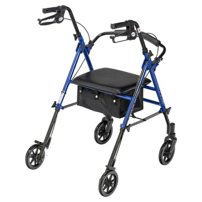 Drive Medical Adjustable Rollator w/ 6" Casters Blue