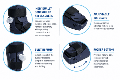 Galien Ortho Go Walker Air Cast Boot Tall, Midnight Blue