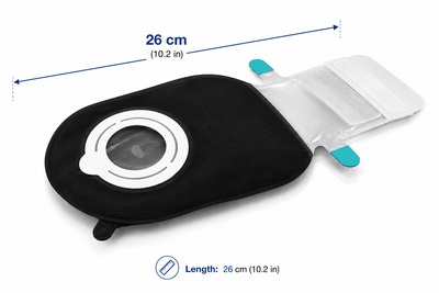 Coloplast Sensura Mio 2-Piece Flex Pouch, Drainable, Midi, Black with Inspection Window, Flange 2" (50mm) - Box of 10