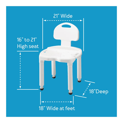 Image of Universal Bath Bench with Back Dimensions
