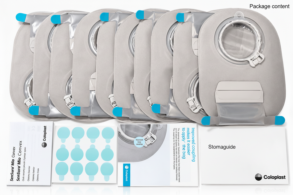 Coloplast Sensura Mio Click Two-Piece Drainable Pouch With Easiclose Wide-Outlet, Opaque With Inspection Window 11" (28cm), Flange 2-3/8" (60mm) - Box of 10