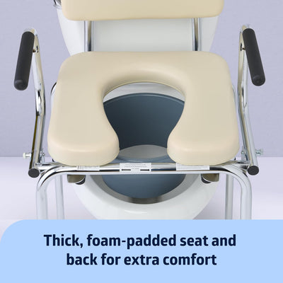 Medline Padded Steel Drop-Arm Commode with Clip-On Seat G98204