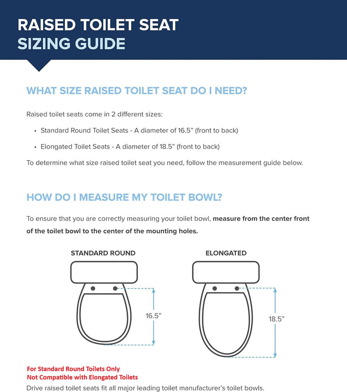 Drive medical toilet seat Specs