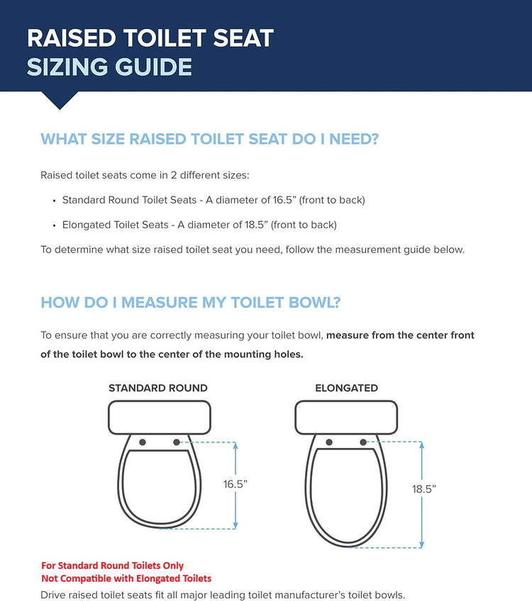 Drive medical toilet seat Specs