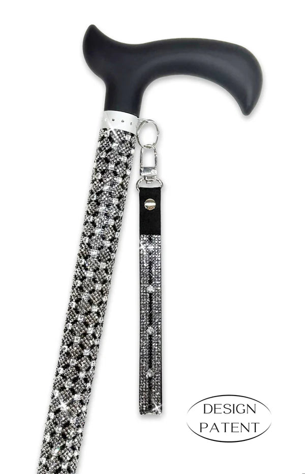 Adjustable aluminum cane with sparkling design
