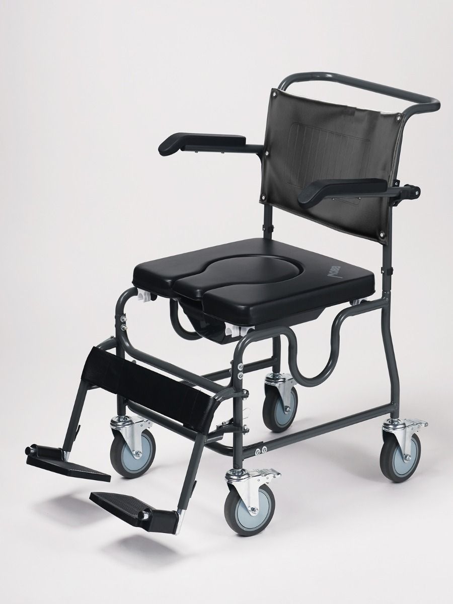 Mobb 4-Way Padded Steel Commode Chair with Wheels