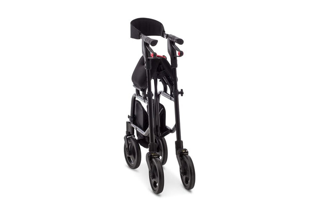 NeXus Mobility Walker standing folded with storage bag attached
