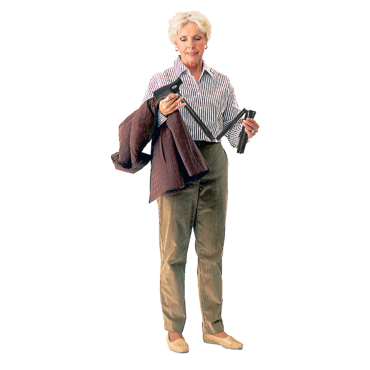 Photo of Soft Grip Folding Cane with Derby Handle Actual Use Folded