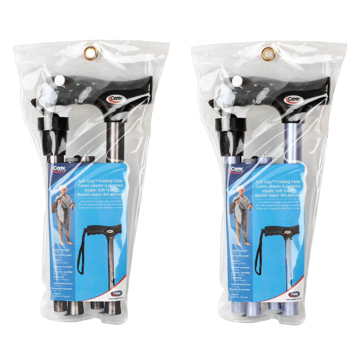 Packaging Photo of Soft Grip Folding Cane with Derby Handle