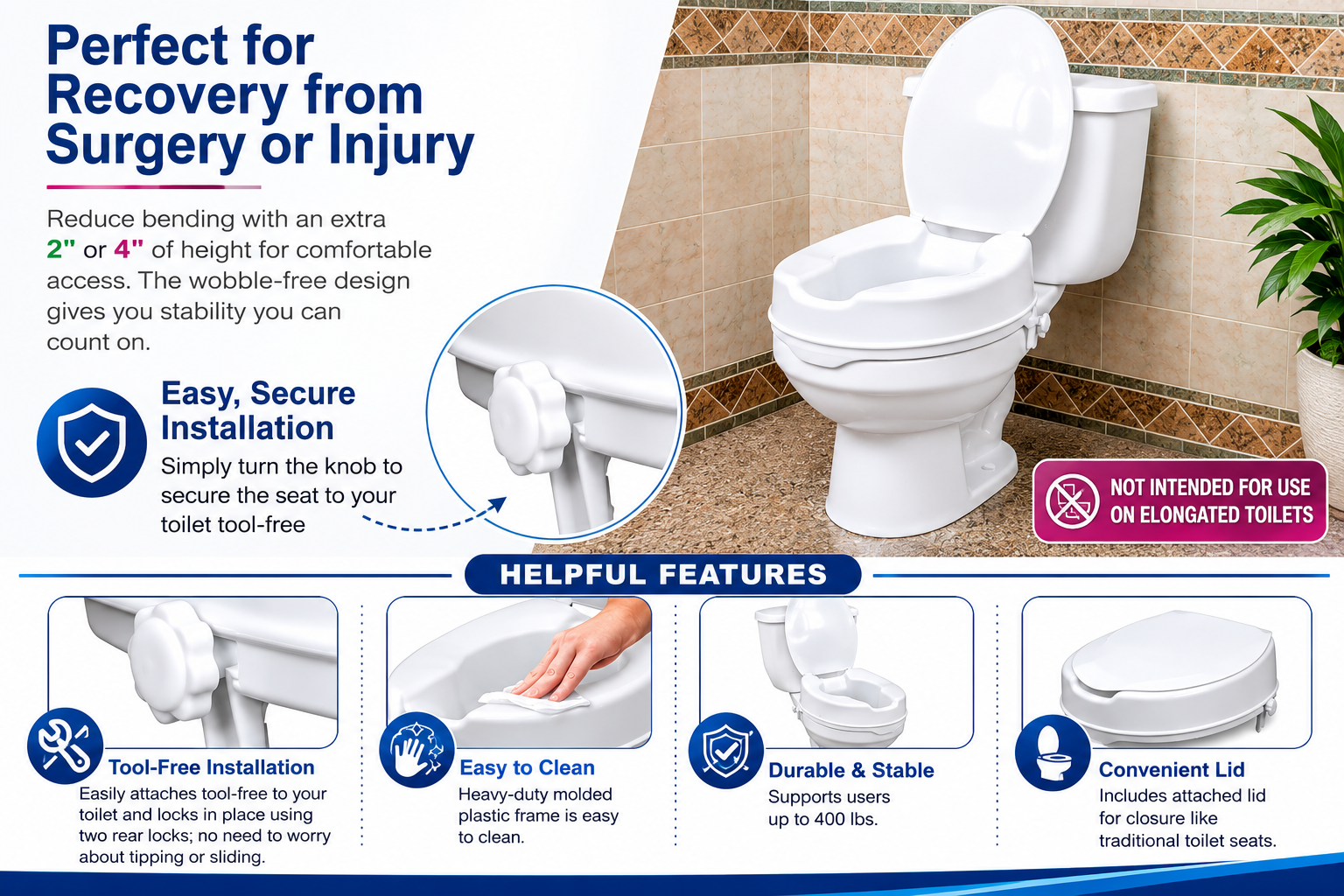 Drive Medical 2" 4" toilet seat Specs