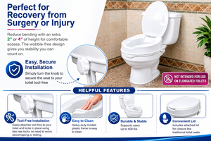 Drive Medical 2" 4" toilet seat Specs