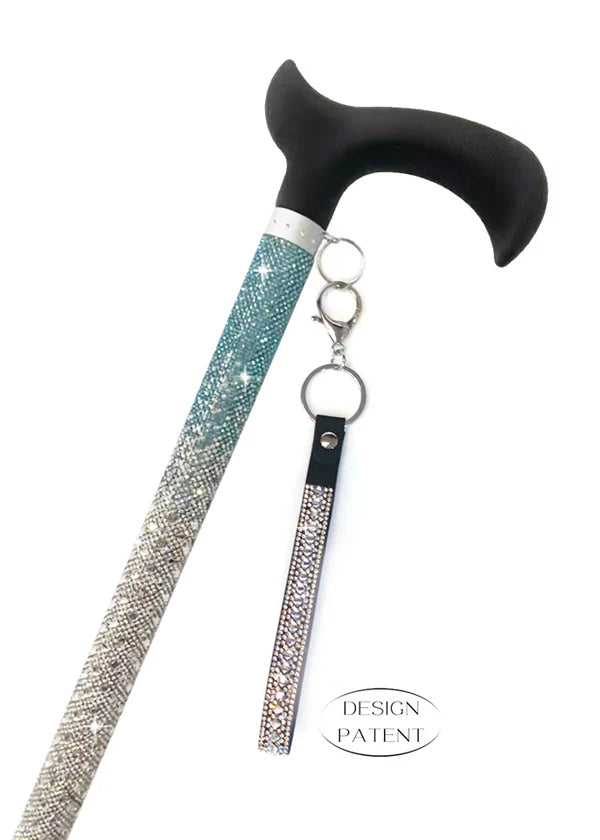Adjustable aluminum cane with sparkling design