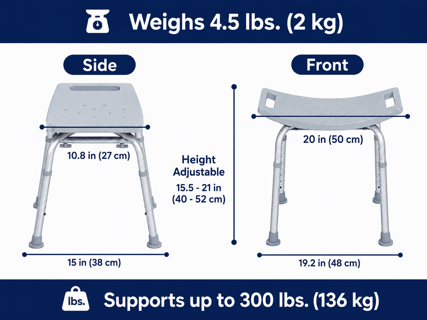 Drive Medical Deluxe Shower Bench Without Back 12203KD-4
