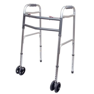 Side View Image of Bariatric Aluminum 2-Button Walker with Wheels