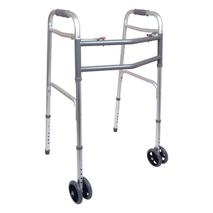 Side View Image of Bariatric Aluminum 2-Button Walker with Wheels
