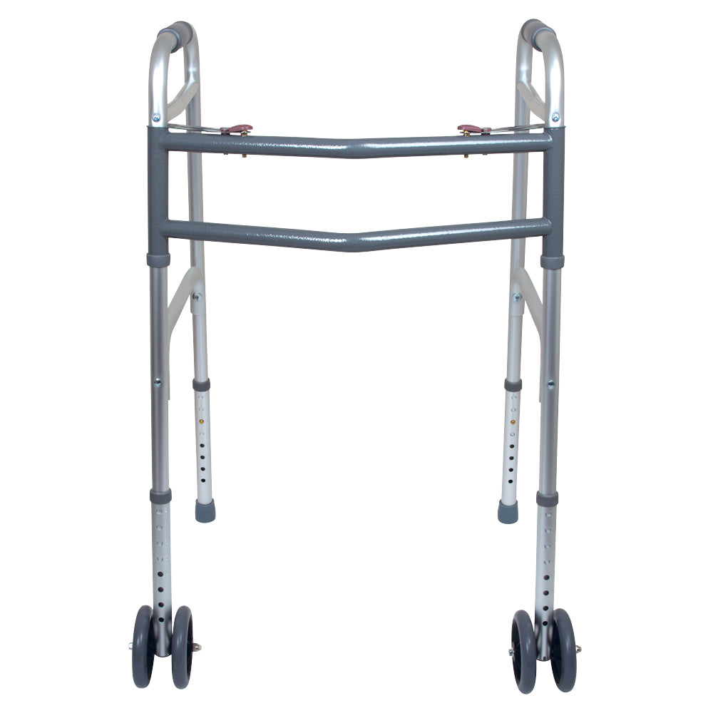 Image of Bariatric Aluminum 2-Button Walker with Wheels