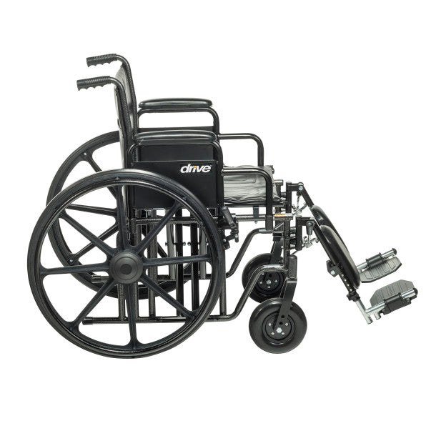 Side Photo of Bariatric Sentra EC Heavy-Duty Wheelchair in 20" with Elevating Leg Rest and Detachable Desk Arm