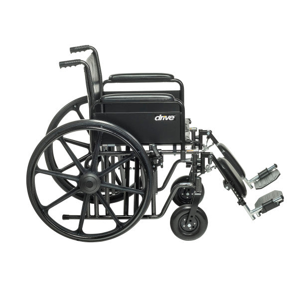 Side Photo of Bariatric Sentra EC Heavy-Duty Wheelchair in 22" with Elevating Leg rest and Detachable Full Arm