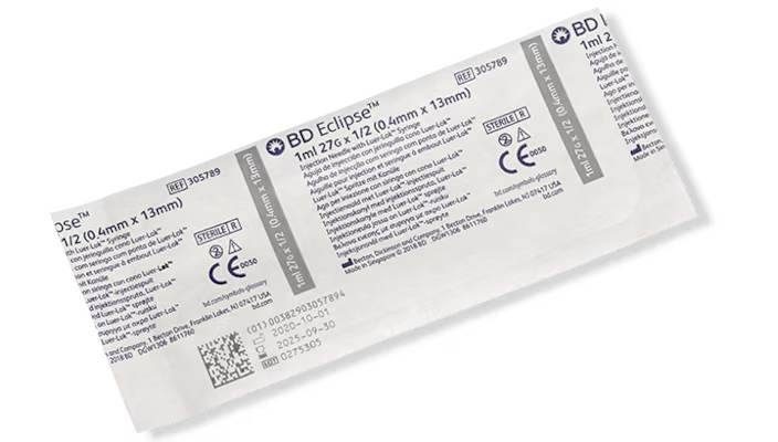 Photo of BD Eclipse Needle with detachable Luer-Lok Syringe 1c 27G 0.5 inch