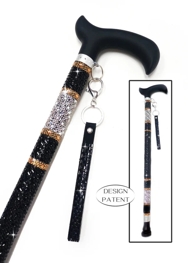 Adjustable aluminum cane with sparkling design