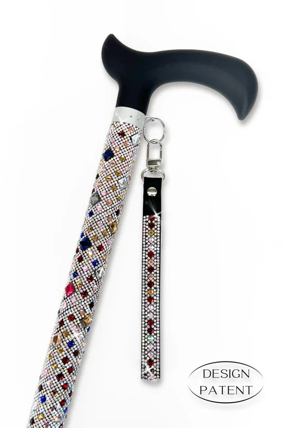 Adjustable aluminum cane with sparkling design