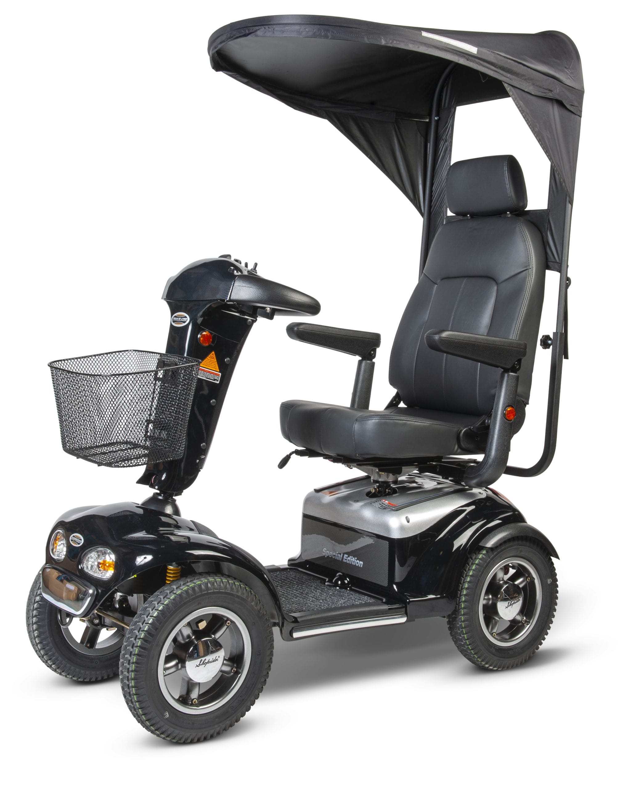 mobility scooter canopy mounted on scooter