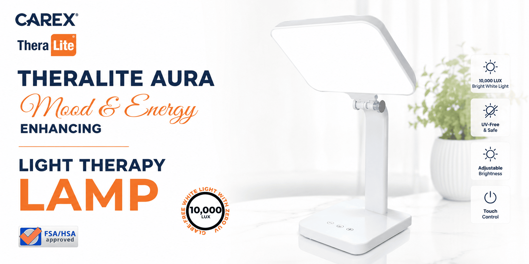 TheraLite Aura Therapy Lamp 10,000 LUX LED Sun Lamp