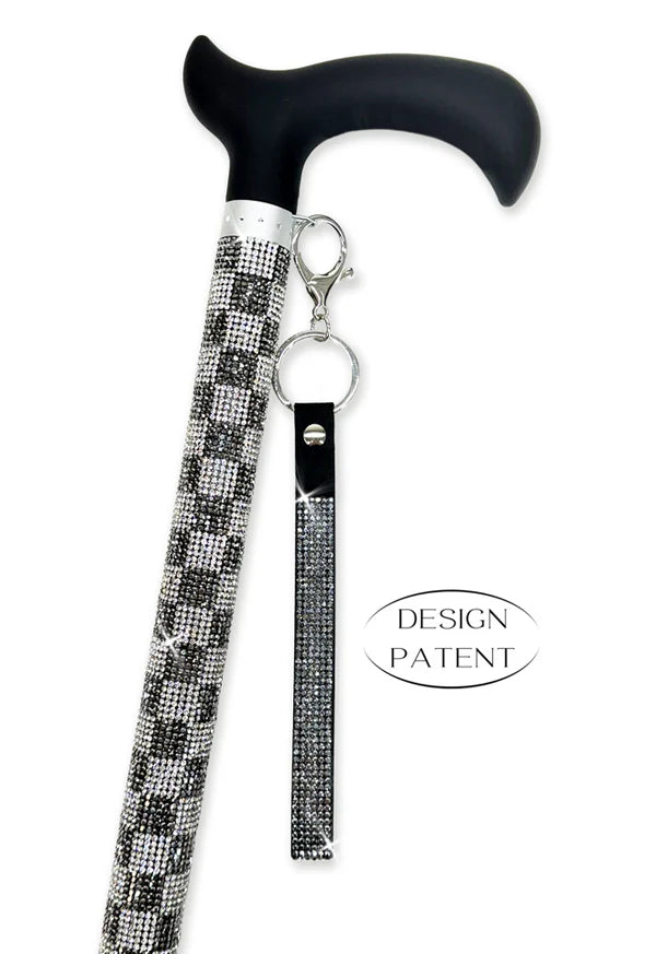 Adjustable aluminum cane with sparkling design