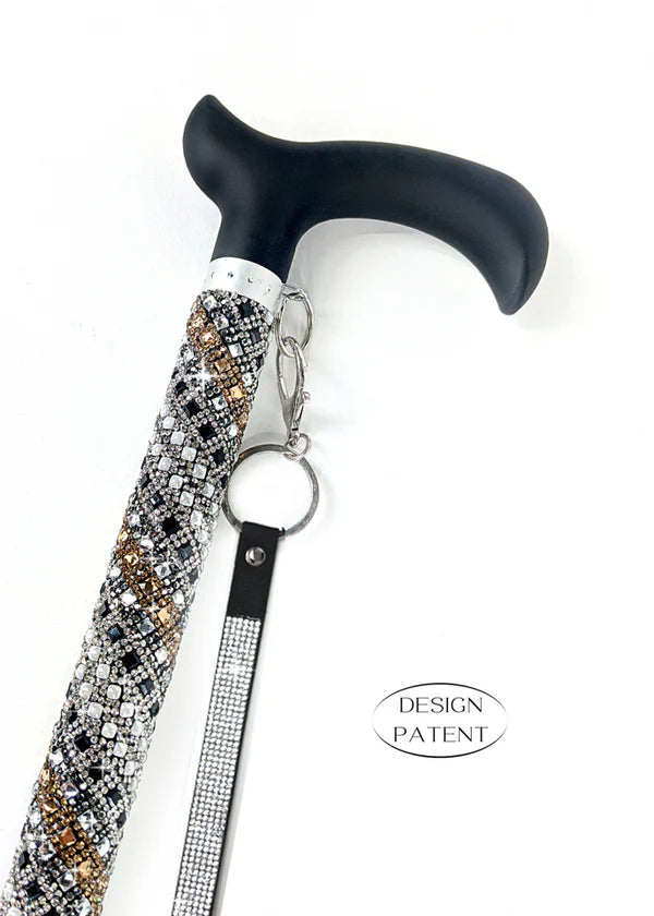 Adjustable aluminum cane with sparkling design