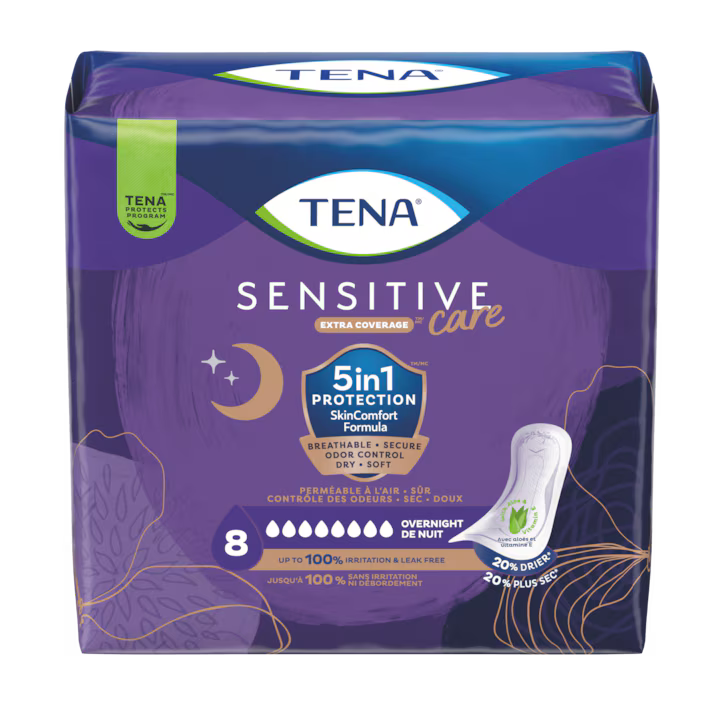 TENA Sensitive Care Extra Coverage Overnight Pads