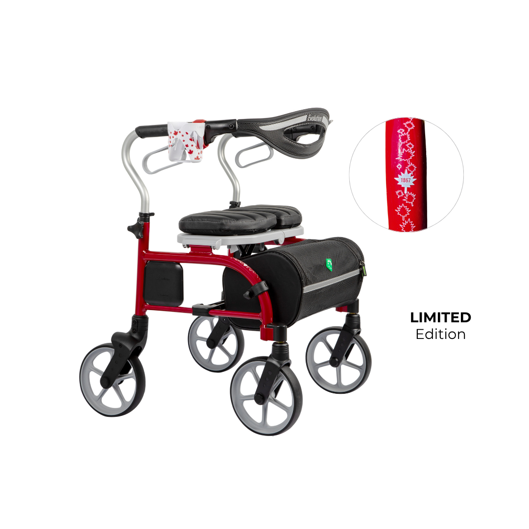 1867 Canada Day Design - Evolution Trillium Walker with padded seat and basket
