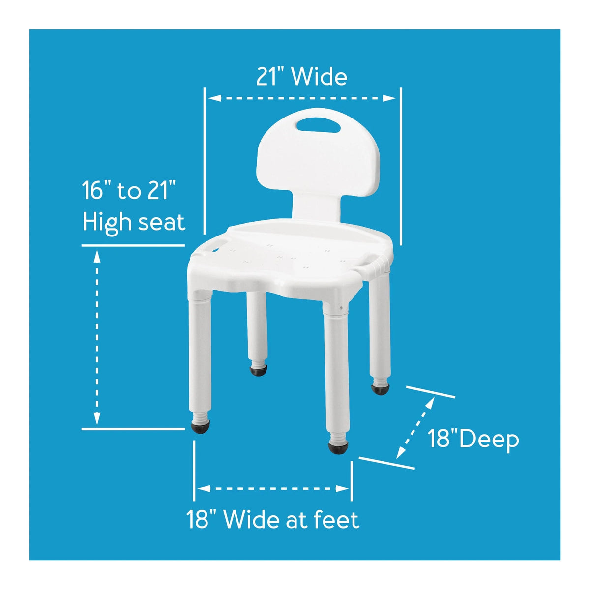 Image of Universal Bath Bench with Back Dimensions