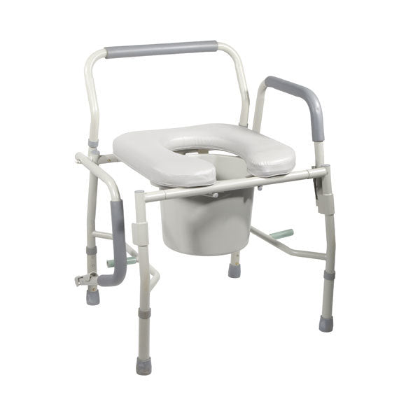 Steel Drop Arm Bedside Commode with Padded Seat & Arms  11125pskd-1