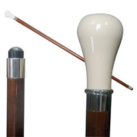 Simulated Ivory Cane With Bulb Shaped Handle.