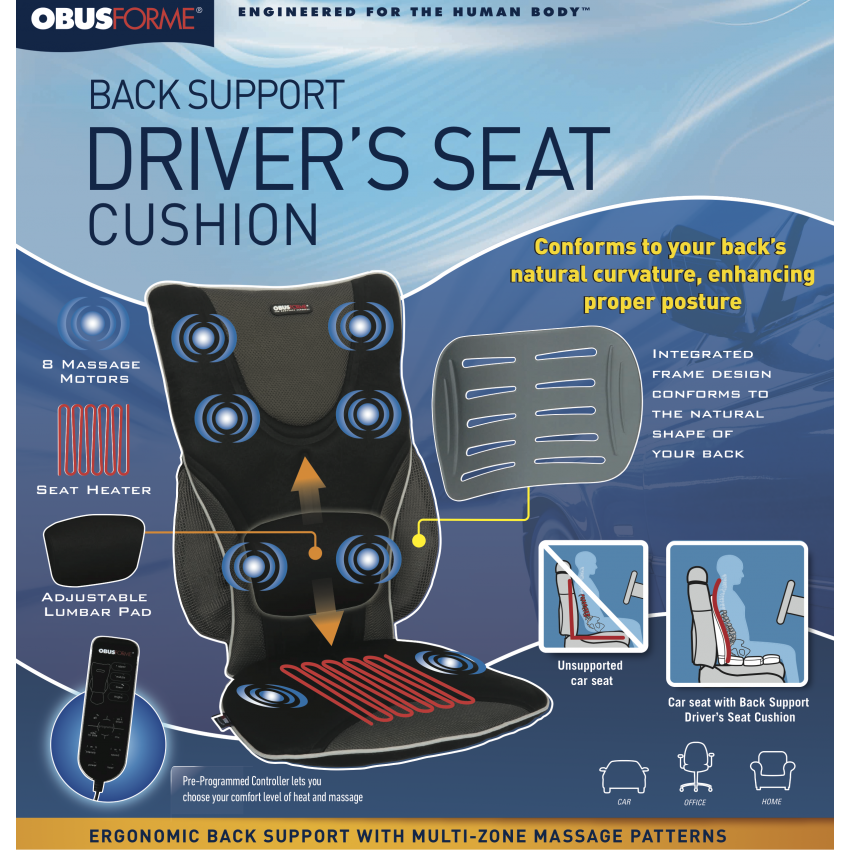 Driver's Seat Cushion with Adjustable Lumbar Heat