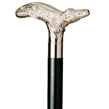 Silver Alligator Brass Cane