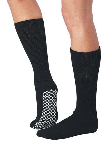 Yacht & Smith Women's Loose Fit Gripper Bottom NoN-Slip Slipper Black  Grippy Hospital Sock, Size 9-11