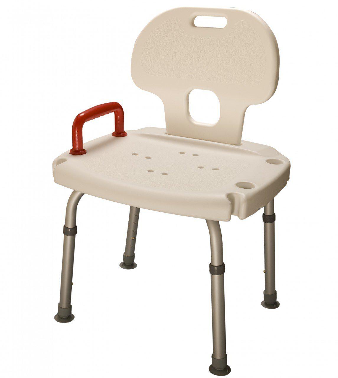 Shower Seat with Back and Red handle