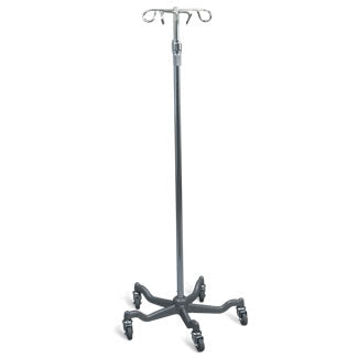 Aluminum 4-Hook I.V. Stand With Weighted Base