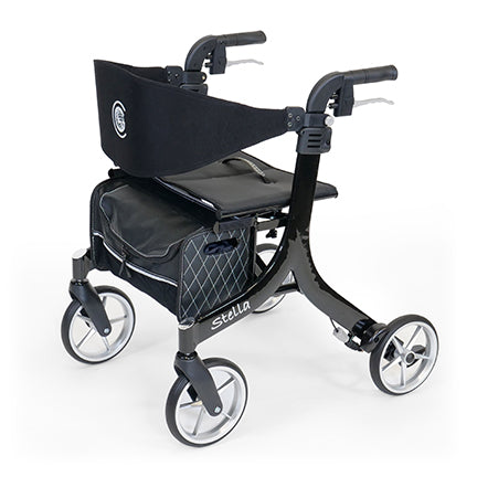 Black Stella Rollator with aluminum frame and backrest