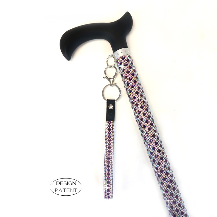 Adjustable aluminum cane with sparkling design