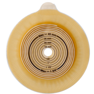 14272 AssuraÂ® 2 pc. Standard Wear Skin Barrier w/ Flange, Pre-Cut, Convex Light, 40mm Green, 7/8" (21mm), 5/BX