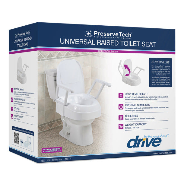 PreserveTech Universal Raised Toilet Seat with Armrests