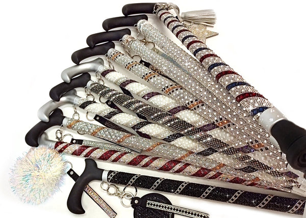 Adjustable aluminum cane with sparkling design