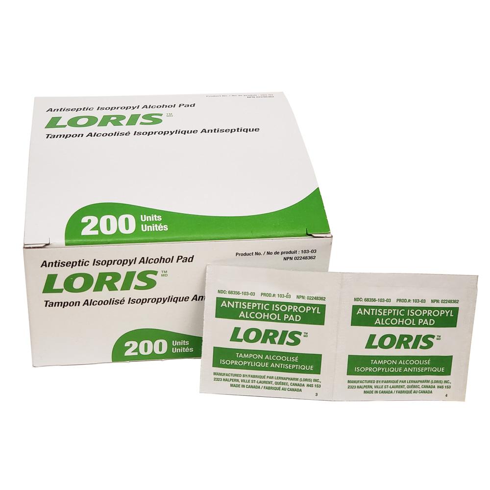 Loris Antiseptic Isopropyl Alcohol Pads (Box of 200)